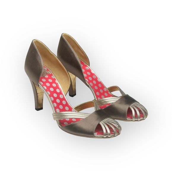 Christian Lacroix ♛ Satin Caged D'Orsay Heels ♛ Bronze Metallic ♛ 37 6.5M 7M ♛ - Picture 10 of 16